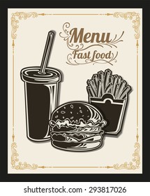 Restaurant Fast Foods menu burger on chalkboard vector format eps10