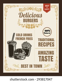 Restaurant Fast Foods menu burger vector format eps10