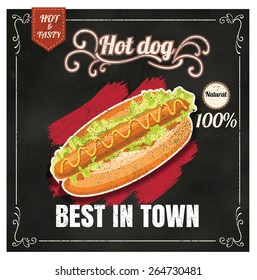 Restaurant Fast Foods menu hotdog on chalkboard vector format eps10