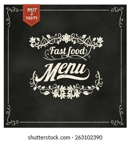 Restaurant Fast Foods menu on chalkboard vector format eps10