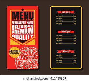 Restaurant Fast Foods menu  on chalkboard vector format eps10