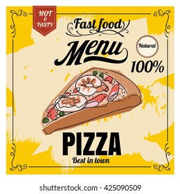 Restaurant Fast Foods menu pizza on chalkboard vector format eps10