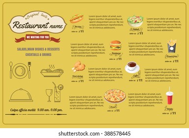 Restaurant Fast Foods menu vector format eps10