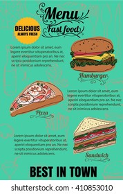 Restaurant Fast Foods menu  vector format eps10