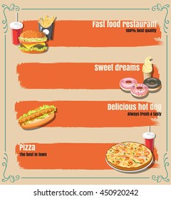 Restaurant Fast Foods menu vector format eps10