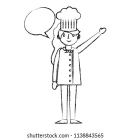restaurant female chef with speech bubble