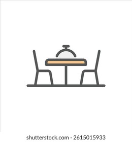 restaurant filled outline icon. table and chair color line illustration.