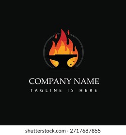 Diseño elegante del logotipo de la llama del restaurante