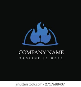 Diseño elegante del logotipo de la llama del restaurante