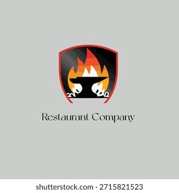 Diseño de logotipo único de la llama del restaurante
