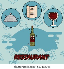 Restaurant flat concept icons