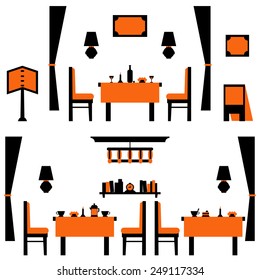 Restaurant in flat design. Vector illustration.