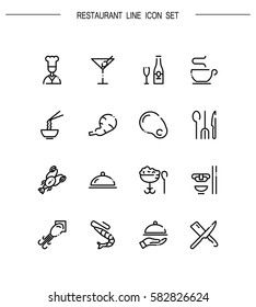 Restaurant flat icon set. Collection of high quality outline symbols for web design, mobile app. Restaurant vector thin line icons or logo.