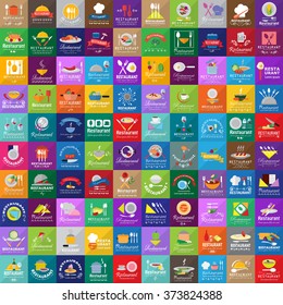 Restaurant Flat Icons Set - Isolated: Vector Illustration, Graphic Design. Collection Of Colorful Icons. For Web, Websites, Print, Presentation Templates, Mobile Applications And Promotional Materials