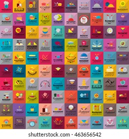 Restaurant Flat Icons Set - Isolated On Background. Vector Illustration, Graphic Design. For Web, Websites, Print, Presentation Templates, Mobile Applications And Promotional Materials 