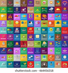 Restaurant Flat Icons Set - Isolated On Mosaic Background. Vector Illustration, Graphic Design. For Web, Websites, Print, App, Presentation Templates, Mobile Applications And Promotional Materials 