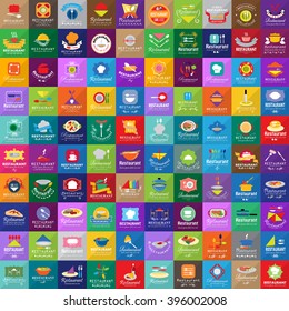 Restaurant Flat Icons Set-Isolated On Mosaic Background.Vector Illustration,Graphic Design.Colorful Icons.For Web,Websites,Print,Presentation Templates,Mobile Applications And Promotional Materials