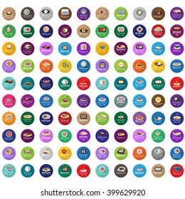 Restaurant Flat Icons Set-Isolated On Circle Background.Vector Illustration,Graphic Design.