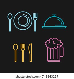 restaurant flat line icons