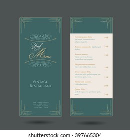Restaurant Flourish Cafe Menu Design Vintage Calligraphic  Coffee House Brochure. with Victorian Frame, Border, Corner 