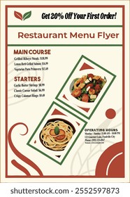 Flyer de restaurante, diseño de volante, Plantilla de diseño de volante