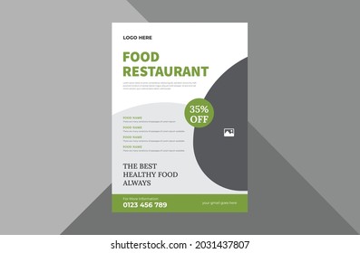 Design-Vorlage für Restaurantflyer. Hamburger Pizza Restaurant neue Speisekarte Promotion Plakatdesign. a4-Vorlage, Broschüren-Design, Cover, Flyer, Poster, druckfertig