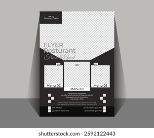 Restaurant Flyer Layout Templates, Set of restaurant menu and flyer design templates modern A4 size. Vector illustrations for food and drink marketing material, ads, templates, cover etc.