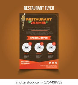 Restaurant Flyer, Leaflet Template Design.