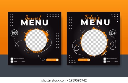 restaurant flyer or social media post template illustration 