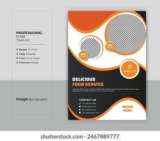 Restaurant flyer template design. A4 size, fully editable.