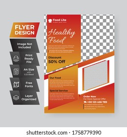 Restaurant Flyer Template Design Brochure, Annual Report, Magazine, Poster, Corporate, Flyer, layout modern size A4 Template, Easy to use and edit.