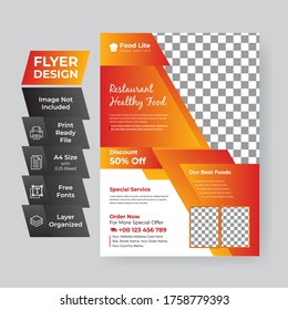 Restaurant Flyer Template Design Brochure, Annual Report, Magazine, Poster, Corporate, Flyer, layout modern size A4 Template, Easy to use and edit.