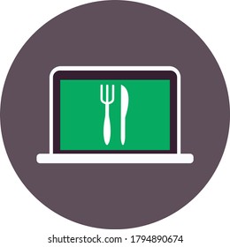 Restaurant Food app icon - Flat design, glyph style icon - Colored enclosed in a computer.