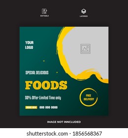 Vector de plantillas de postales de banners de comida para restaurantes