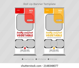 Restaurant or food burger roll up banner template and pull up menu signage design