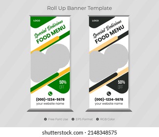 Restaurant Or Food Burger Roll Up Banner Template And Pull Up Menu Pop Up Cover Design