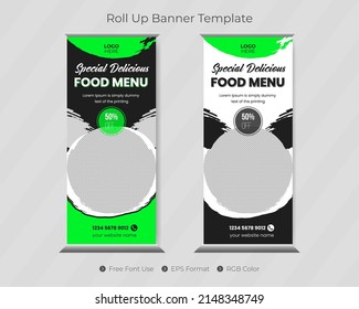 Modèle de bannière de restaurant ou de hamburger de nourriture et menu déroulant affiche la conception de la couverture de l'entreprise