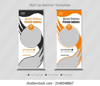 Restaurant or food burger roll up banner template and pull up menu pop up company cover design