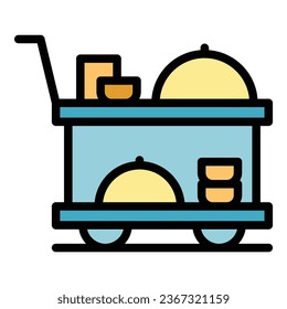Restaurant food cart icon outline vector. Food shop. Work bar color flat