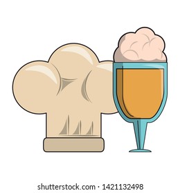 restaurant food and cuisine chef hat and beer icon cartoons vector illustration graphic design