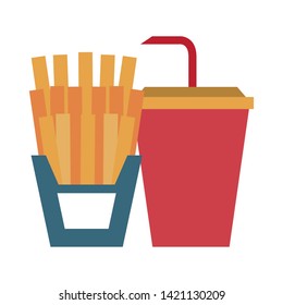 restaurant food and cuisine french fries and soda cup icon cartoons vector illustration graphic design