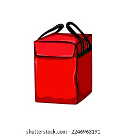 caricatura de la bolsa de entrega de comida de restaurante. señal de la bolsa de entrega de comida de restaurante. ilustración vectorial de símbolo aislado