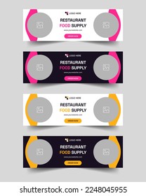 Restaurant food delivery web banner design for social media posts, minimal template design