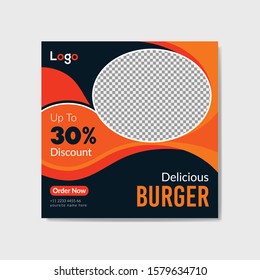 Restaurant & Food Discount Social Media Post Design or Instagram Sale Banner Design