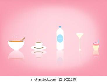 restaurant food and drink icon with background. vector illustration.