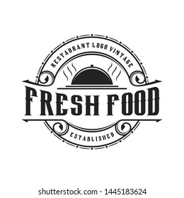 Restaurant food drink logo with pot lid icon, label emblem simple minimalist.