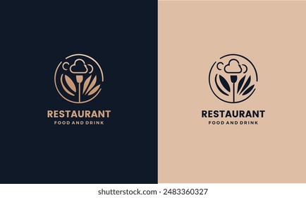 Restaurant food and drink simple flat logo design vector illustration icon element.	