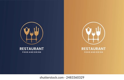 Restaurant food and drink simple flat logo design vector illustration icon element.	