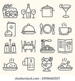 RESTAURANT - FOOD - DRINKS ICON SET