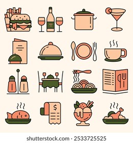 RESTAURANT - FOOD - DRINKS ICON SET